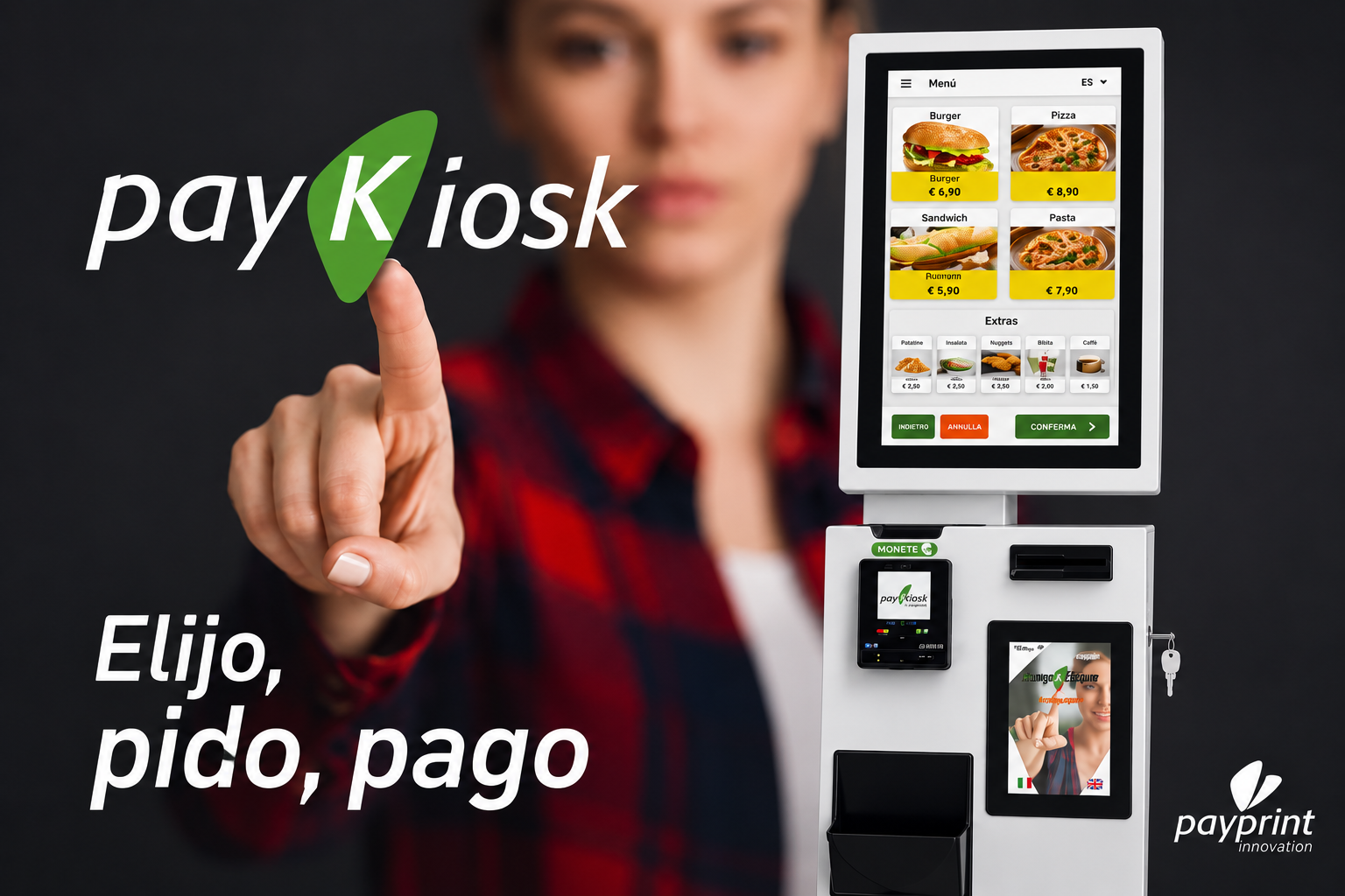 payKiosk - totem multitactil - elijo - pido - pago